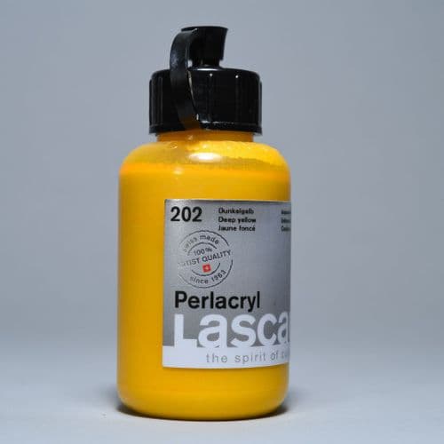 202 Deep Yellow Lascaux Perlacryl, 85ml plastic container