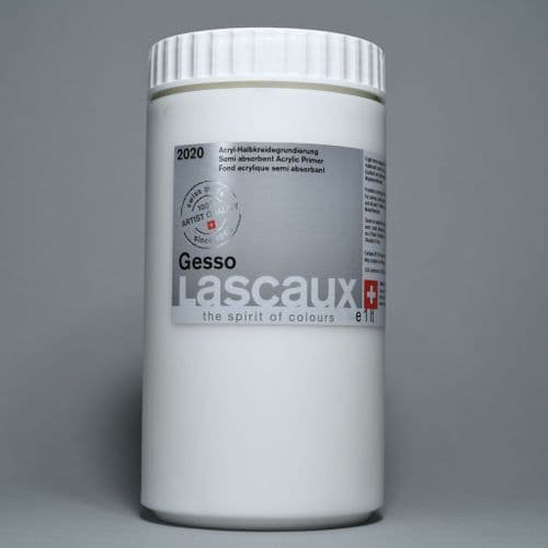 2020 Acrylic White Gesso, Lascaux, 1 lt plastic container