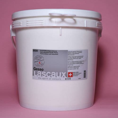 2020 Acrylic White Gesso, Lascaux, 5 lt plastic container