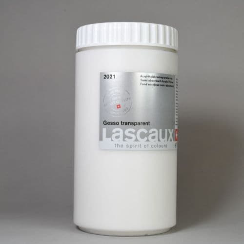 2021 Acrylic Transparent Gesso, Lascaux, 1 lt plastic container