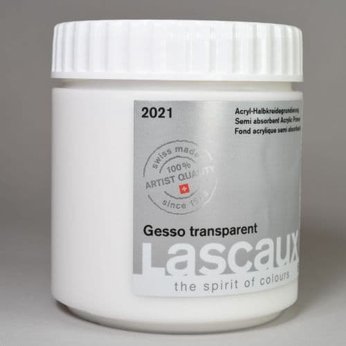 2021 Acrylic Transparent Gesso, Lascaux, 500ml plastic container
