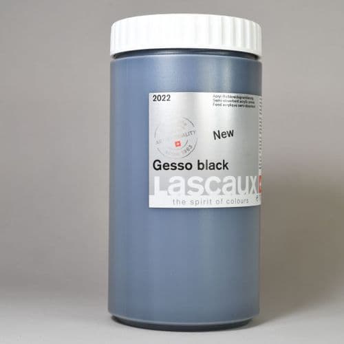 2022 Acrylic Black Gesso, Lascaux, 1 lt plastic container