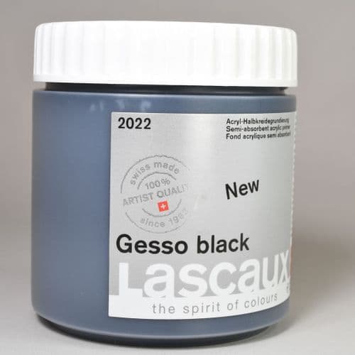 2022 Acrylic Black Gesso, Lascaux, 500ml plastic container