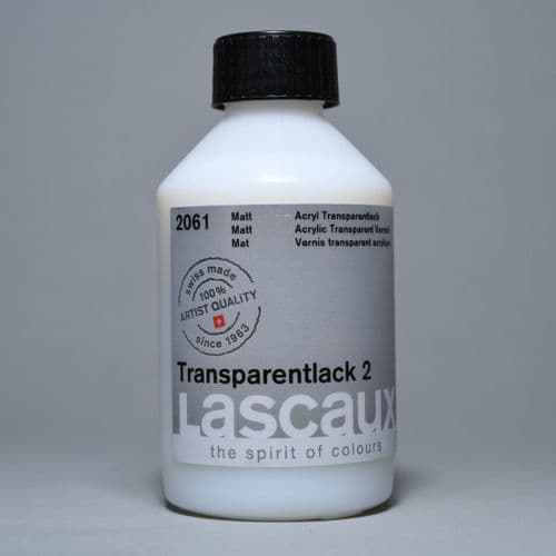 2061 Transparentlack 2 Matt Varnish. Lascaux, 250ml plastic container