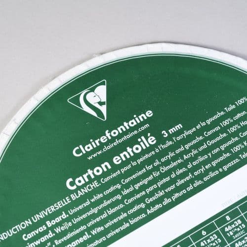 20cm Diameter round, Clairefontaine Canvas Board, White.