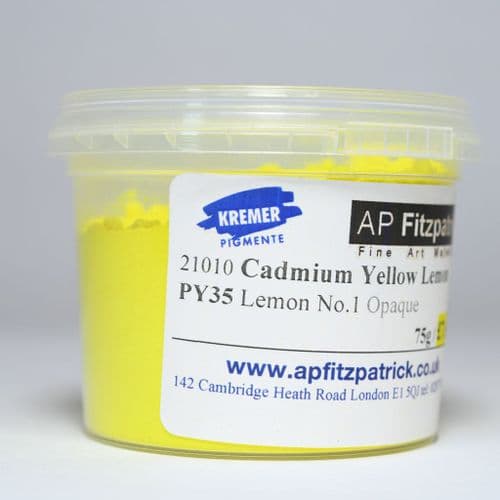 21010 Cadmium Yellow No.1 Lemon, Kremer Pigment, 75g plastic container
