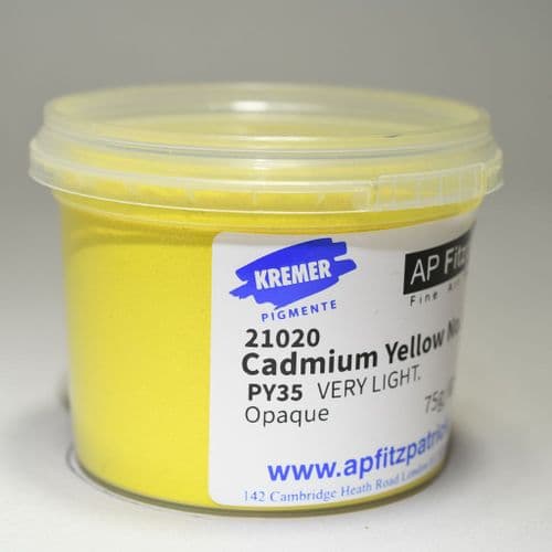 21020 Yellow No.2 (Very Light) Kremer Cadmium Pigment, 75g plastic container