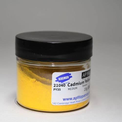 21040 Cadmium Yellow No.6 Medium, Kremer Pigment, 20g  plastic container