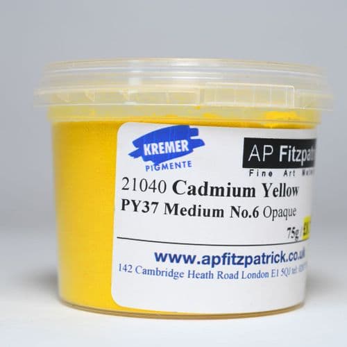 21040 Cadmium Yellow No.6 Medium, Kremer Pigment, 75g plastic container