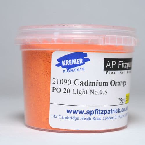 21090 Cadmium Orange No.0.5 Light, Kremer Pigment, 75g plastic container