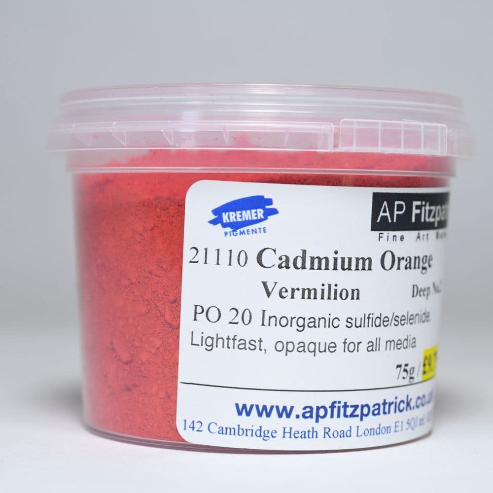 21110 Cadmium Orange No 2 Vermilion Kremer Pigment 75g plastic container