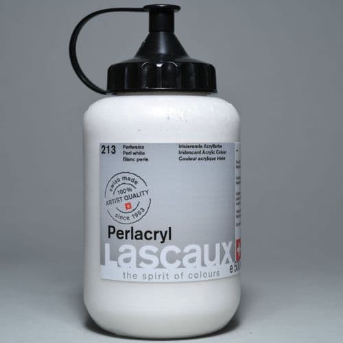 213 Pearl White Lascaux Perlacryl, 500ml plastic container