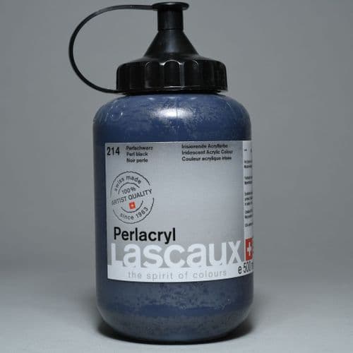 214 Pearl Black Lascaux Perlacryl, 500ml plastic container
