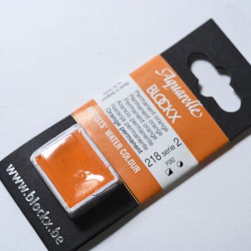 218 Permanent Orange Blockx Watercolour Half Pan.