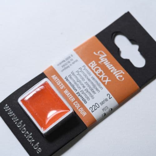 220 Vermilion Pyrrolo Blockx Watercolour Half Pan.