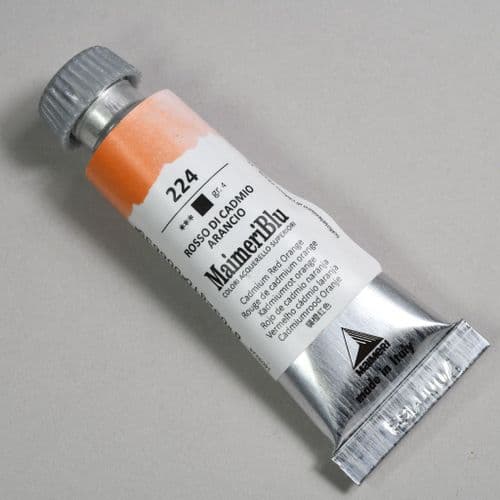 224 Cadmium Red Orange Maimeri Blu Watercolor, 12ml tube.