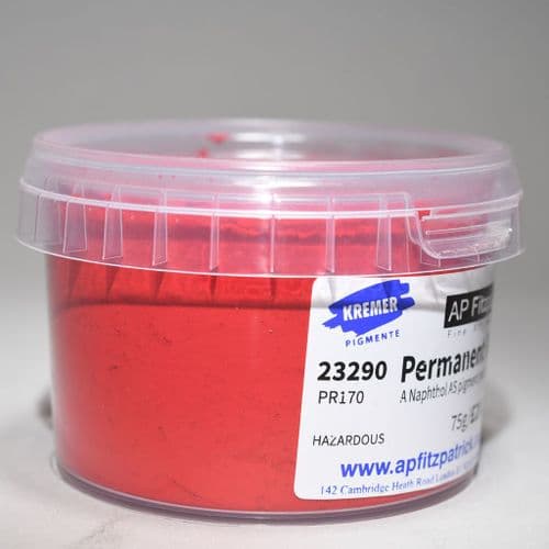 23290 Permanent Red Kremer Pigment, 75g plastic container