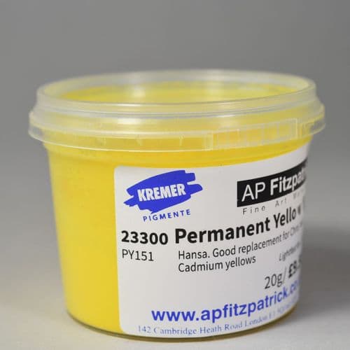 23300 Permanent Yellow (Light) Kremer Pigment, 20g plastic container
