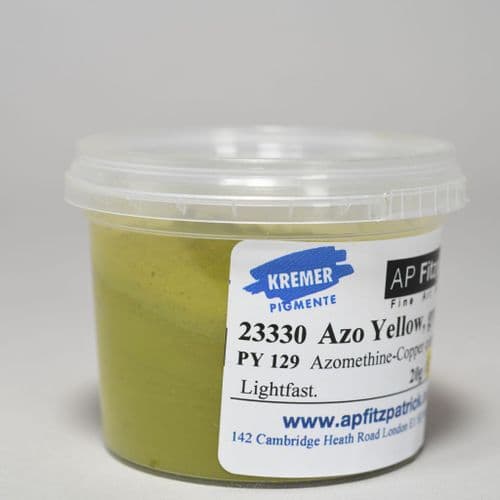 23330 Azo Yellow, Greenish Kremer Pigment, 20g plastic container