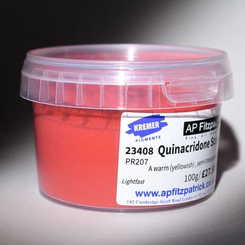 23408  Quinacridone Scarlet Kremer Pigment, 100g plastic container