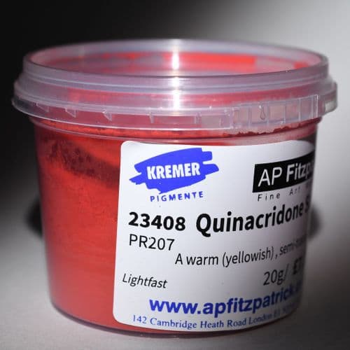 23408  Quinacridone Scarlet Kremer Pigment, 20g plastic container