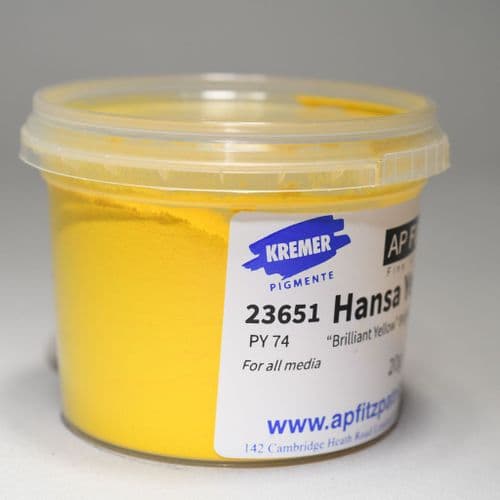 23651 Brilliant Yellow Kremer Pigment, 20g plastic pot