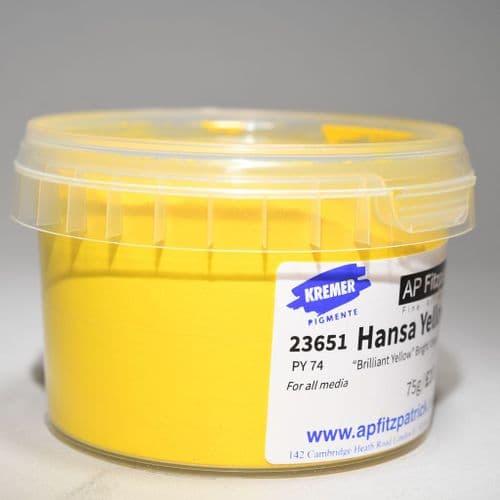23651 Brilliant Yellow Kremer Pigment, 75g plastic container