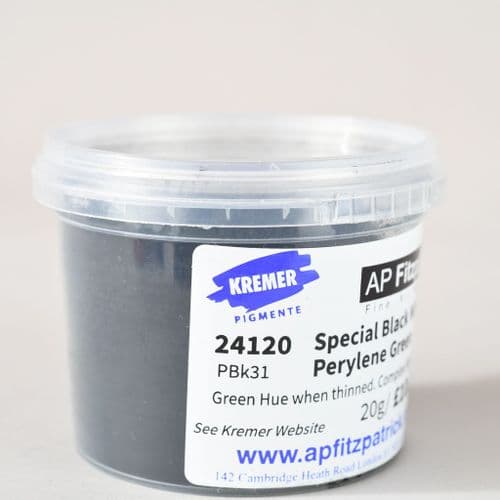 24120 Special Black NIR, Perylene Green Kremer Pigment, 20g plastic container