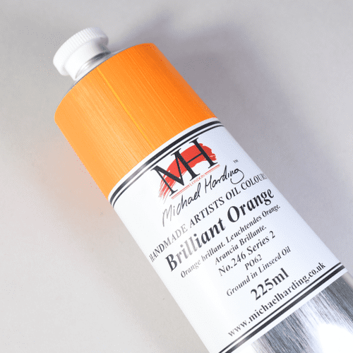 246 Brilliant Orange Michael Harding Oil Colour, 225ml tube
