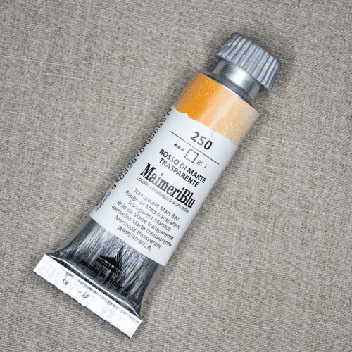 250 Transparent Mars Red Maimeri Blu Watercolor, 12ml tube.