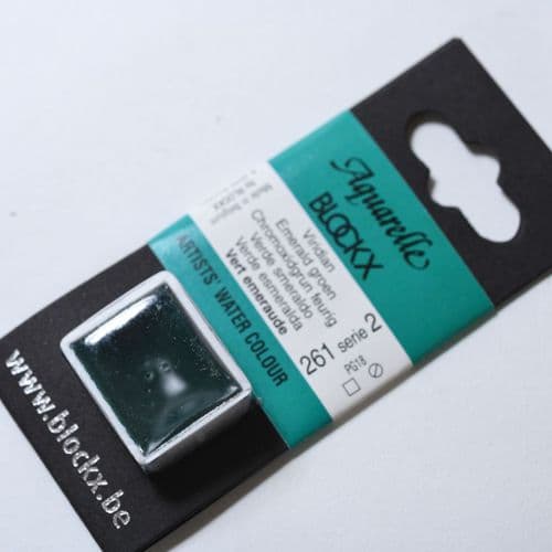 261 Emerald Green (Viridian) Blockx Watercolour Half Pan. 10% off (Discount applied at checkout).