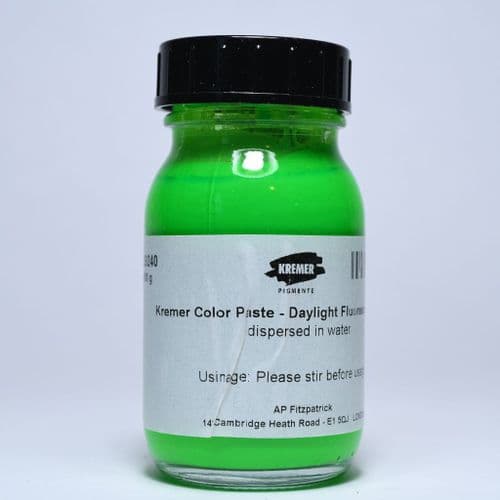 29240 Kremer Daylight Fluorescent Green Colour Paste, 100g jar