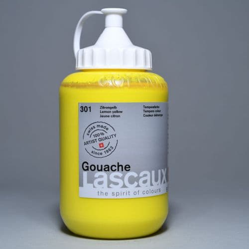 301 Lemon Yellow Lascaux Gouache, 500ml bottle
