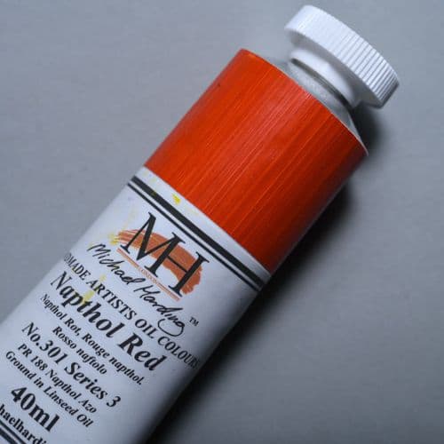 301 Napthol Red Michael Harding Oil Colour, 40ml tube. 5% off.