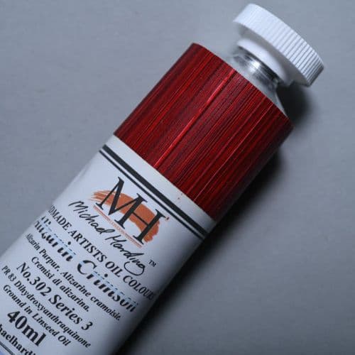 302 Alizarin Crimson Michael Harding Oil Colour, 40ml tube. 5% off.