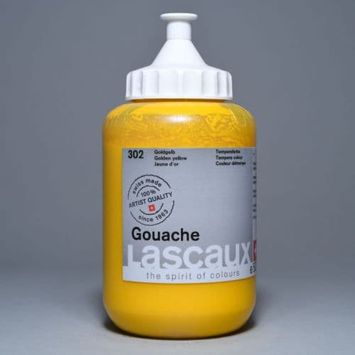 302 Golden Yellow Lascaux Gouache, 500ml bottle