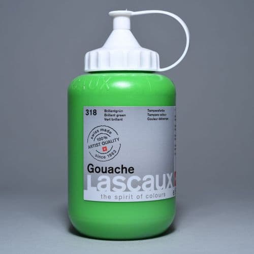 318 Brilliant Green Lascaux Gouache, 500ml bottle