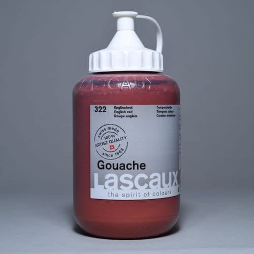 322 English Red Lascaux Gouache, 500ml bottle