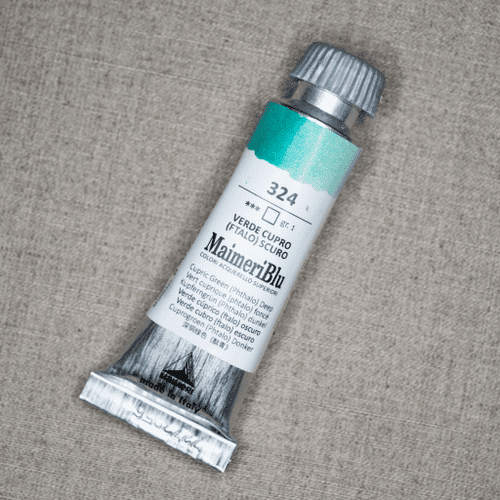 324 Cupric Green Deep Maimeri Blu Watercolor, 12ml tube.