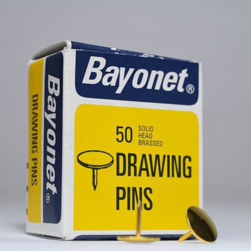 40219 Drawing Pins Brassed Solid Head 50 pins boxed