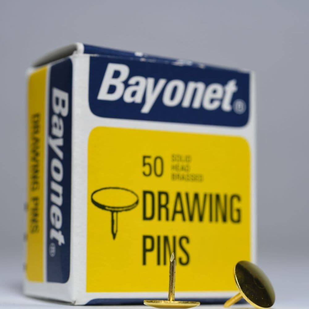 40219 Drawing Pins Brassed Solid Head 50 pins boxed