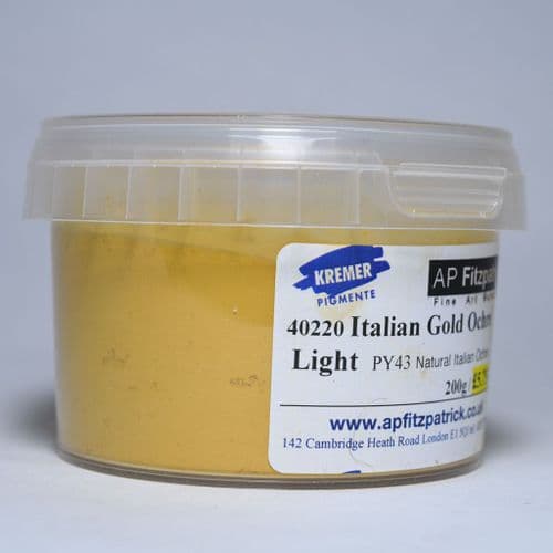 40220 Italian Gold Ochre Light Kremer Pigment, 200g plastic container
