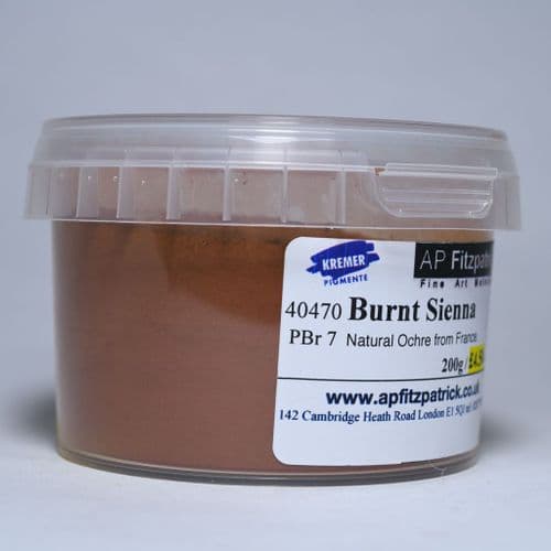 40470 Burnt Sienna Kremer Pigment, 200g plastic container