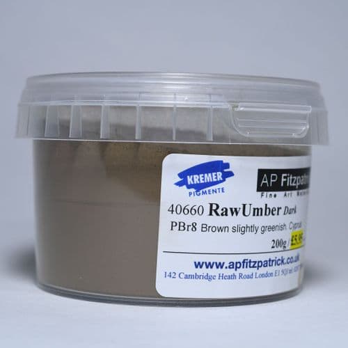 40660 Raw Umber, Dark Kremer Pigment, 200g plastic container