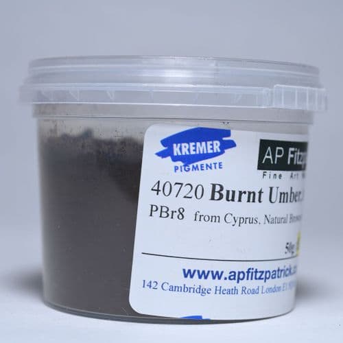 40720 Burnt Umber, Dark Kremer Pigment, 50g plastic container