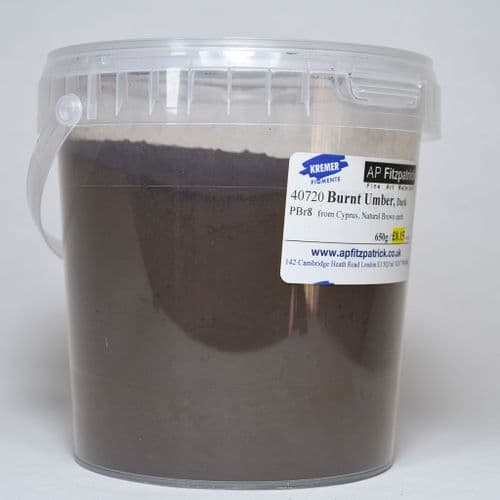 40720 Burnt Umber, Dark Kremer Pigment, 650g plastic container