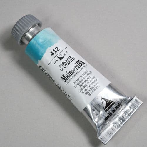 412 Turquoise Cobalt Maimeri Blu Watercolor, 12ml tube.
