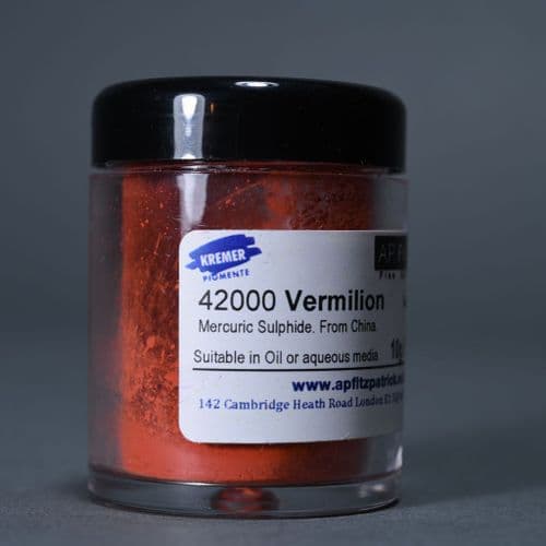 42000 Vermilion Kremer Pigment, 10g plastic container