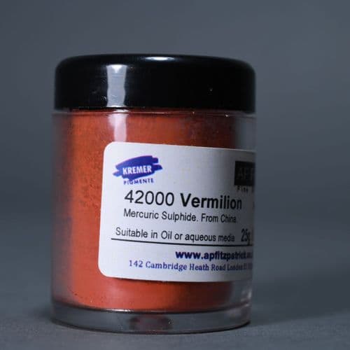 42000 Vermilion Kremer Pigment, 25g plastic container
