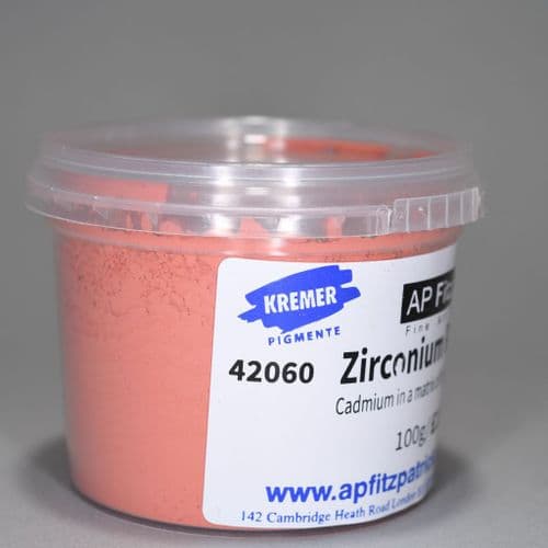 42060 Zirconium Red Kremer Pigment, 100g plastic container